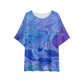 Purple 1 Print Women's T-shirt with Bat Sleeve